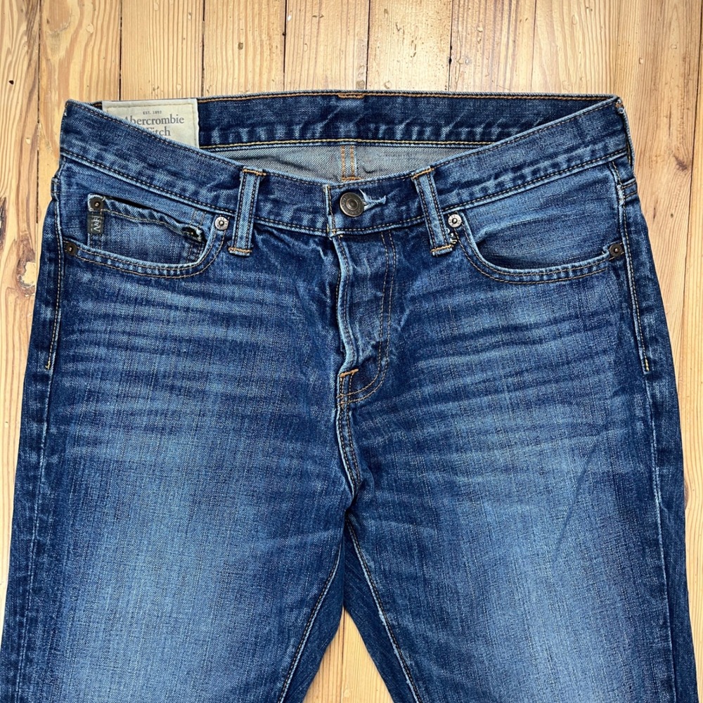 Abercrombie & Fitch Mens Straight Leg Jeans 32x30 Dark Wash Button Fly Denim y2k - Picture 2 of 11